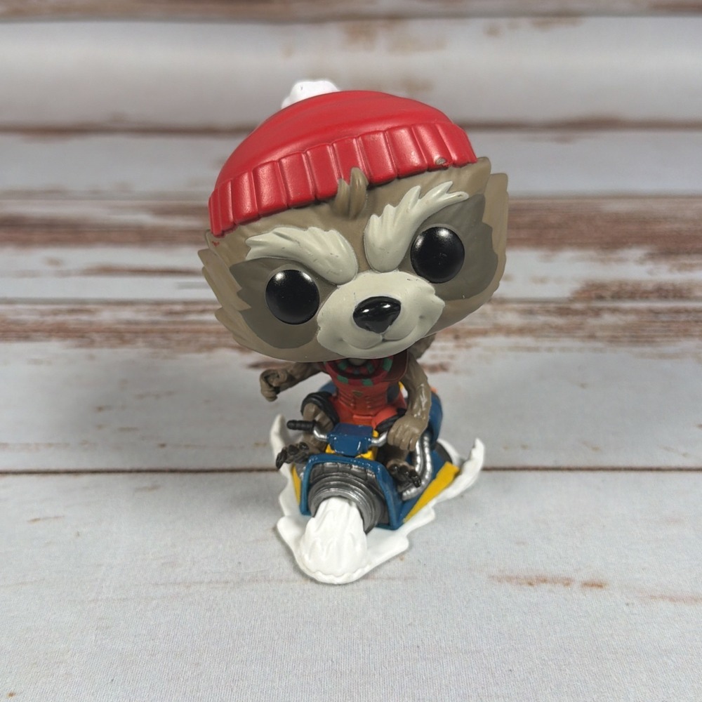 Funko Pop Marvel Holiday Rocket Raccoon On Sled Vinyl Figure